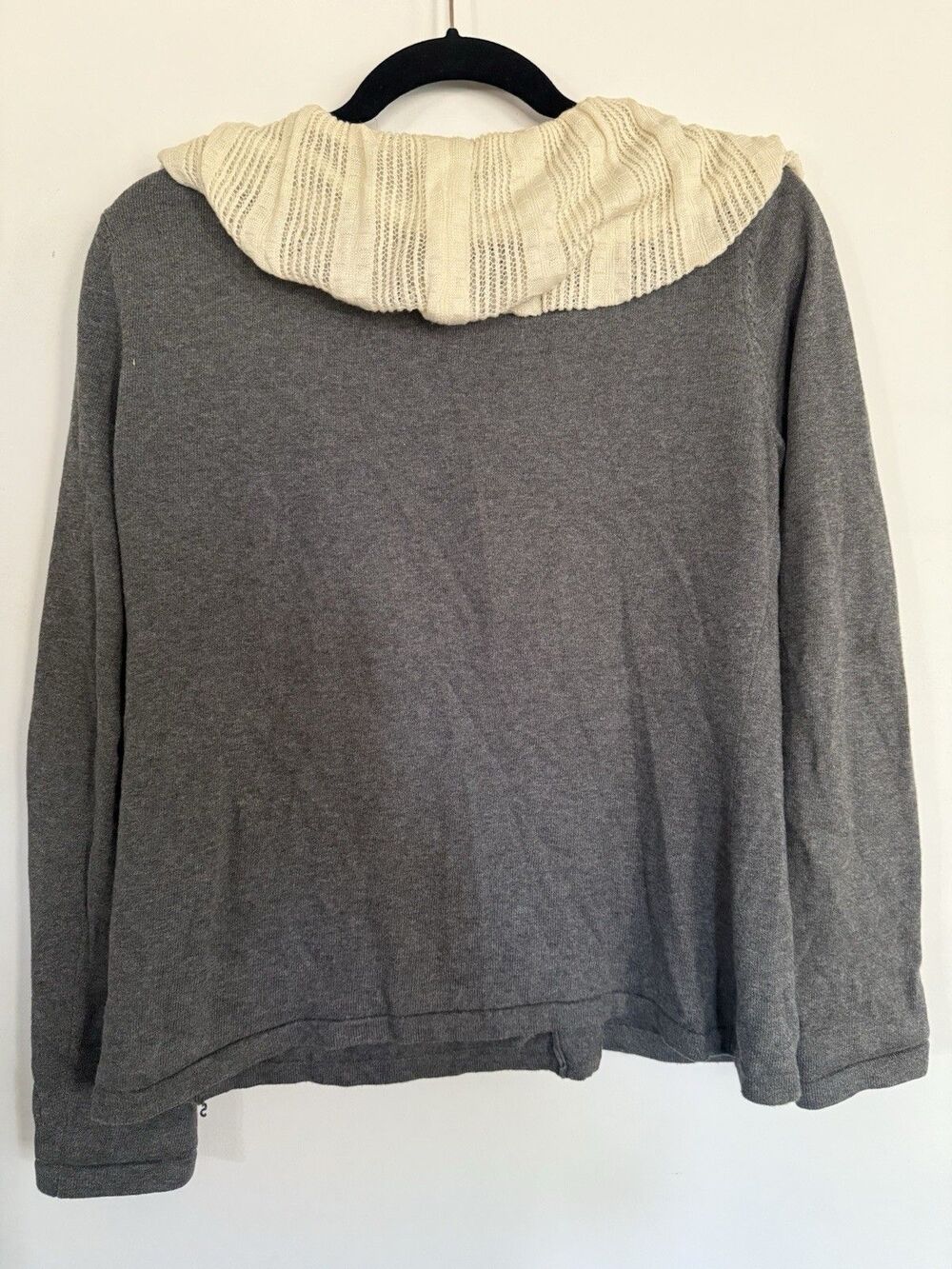 Vintage Chadwick’s Gray Sweater Cream Crocheted Collar Medium Coquette Lace Cott - Picture 8 of 8